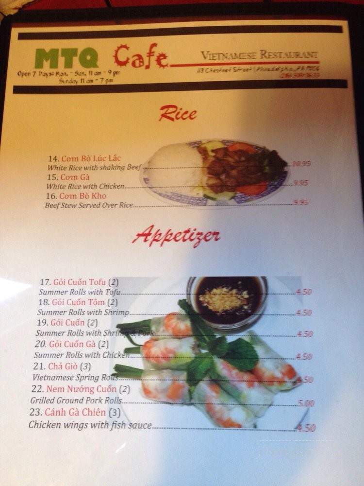 MTQ Cafe - Philadelphia, PA menu_pic