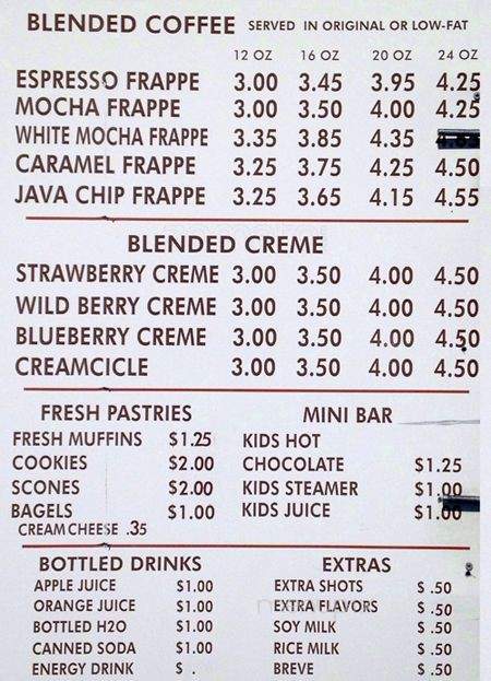 Ugly Bean Coffee - Tacoma, WA menu_pic
