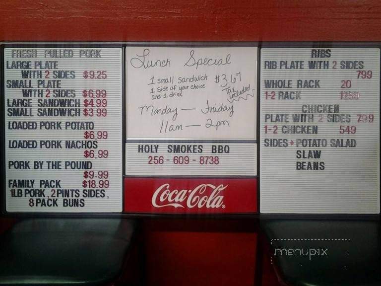 Holy Smokes BBQ - Scottsboro, AL menu_pic