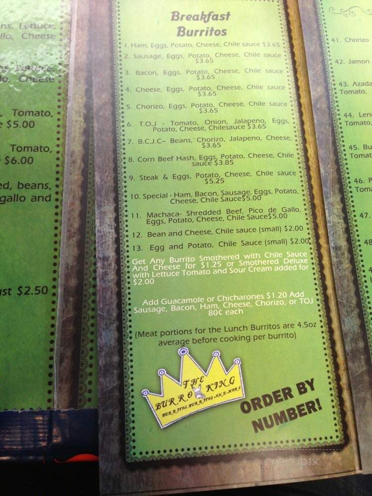 Burro King - Denver, CO menu_pic