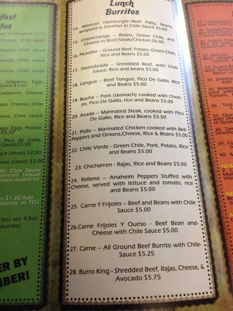 Burro King - Denver, CO menu_pic