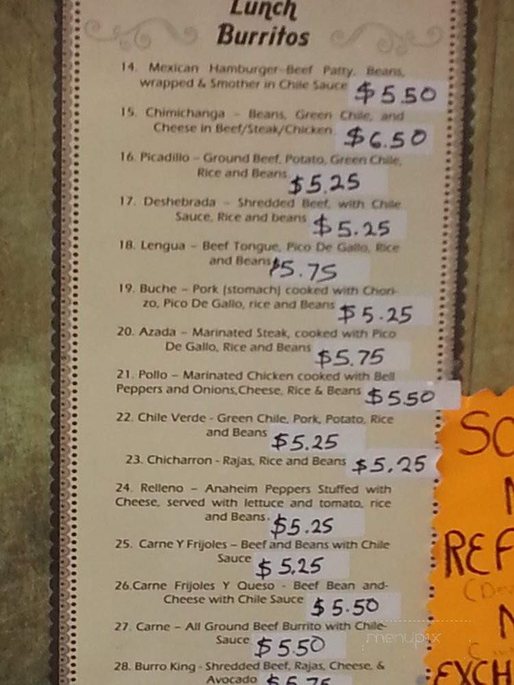 Burro King - Denver, CO menu_pic