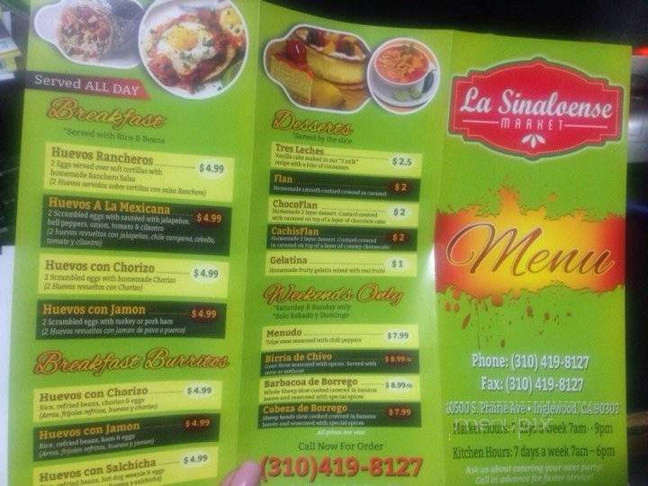 La Sinaloense - Inglewood, CA menu_pic