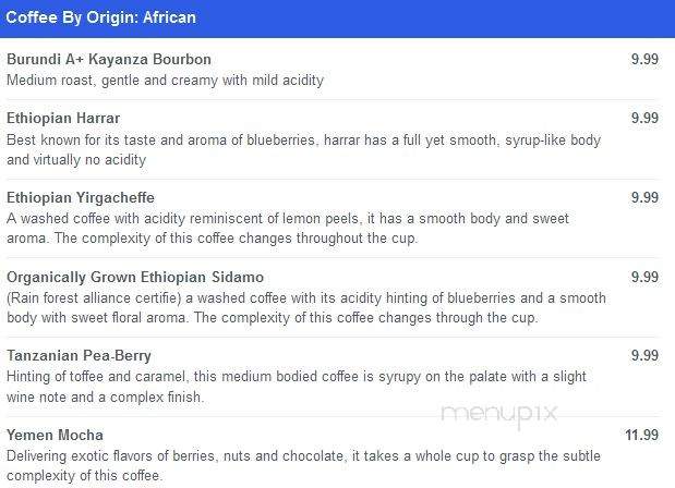 Rao's Coffee - Northampton, MA menu_pic
