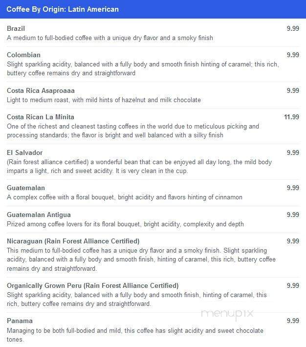 Rao's Coffee - Northampton, MA menu_pic