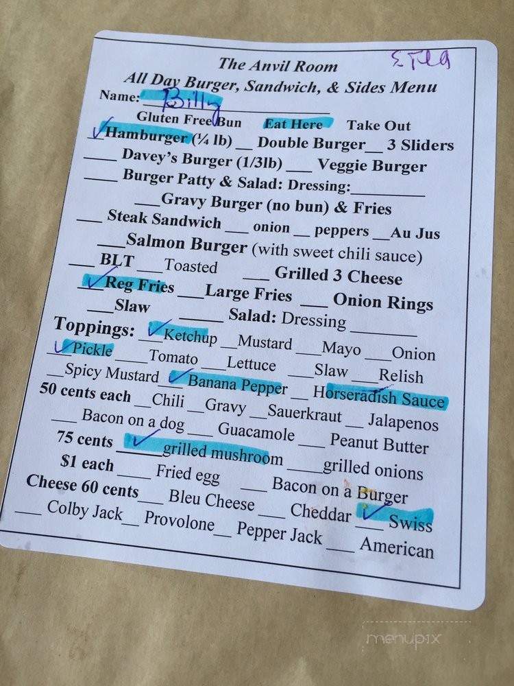 The Anvil Room - Forsyth, GA menu_pic