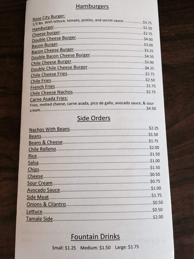 Rose City Taqueria - Portland, OR menu_pic