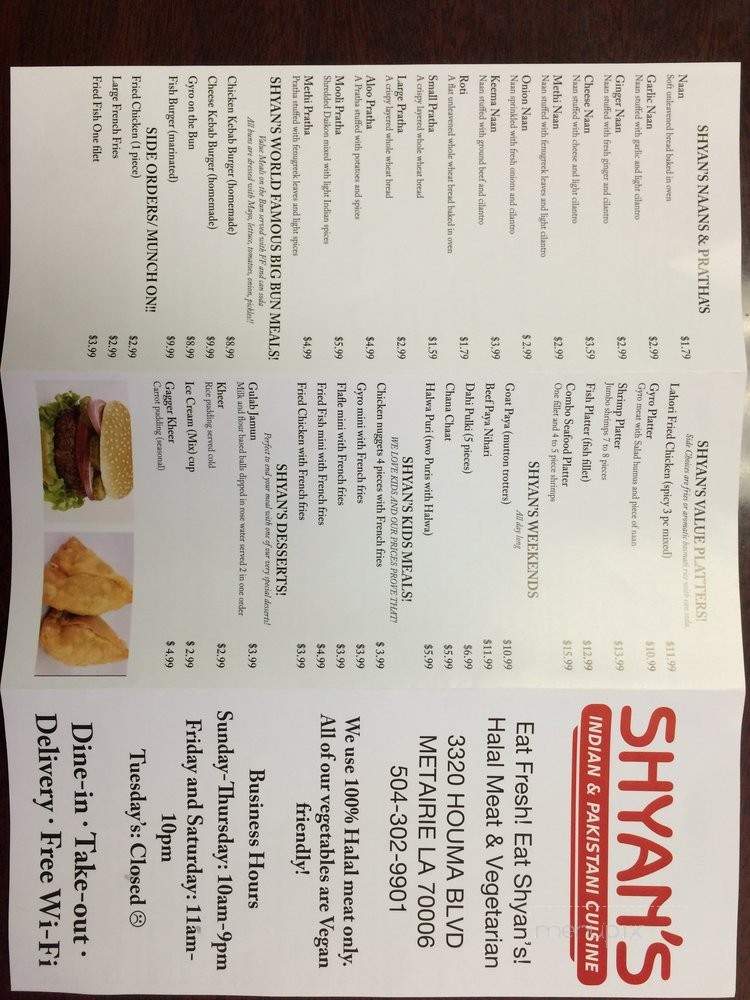 Shyan's Kitchen - Metairie, LA menu_pic