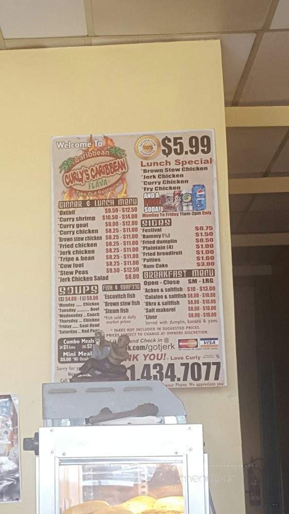 Curly's Caribbean - West Palm Beach, FL menu_pic