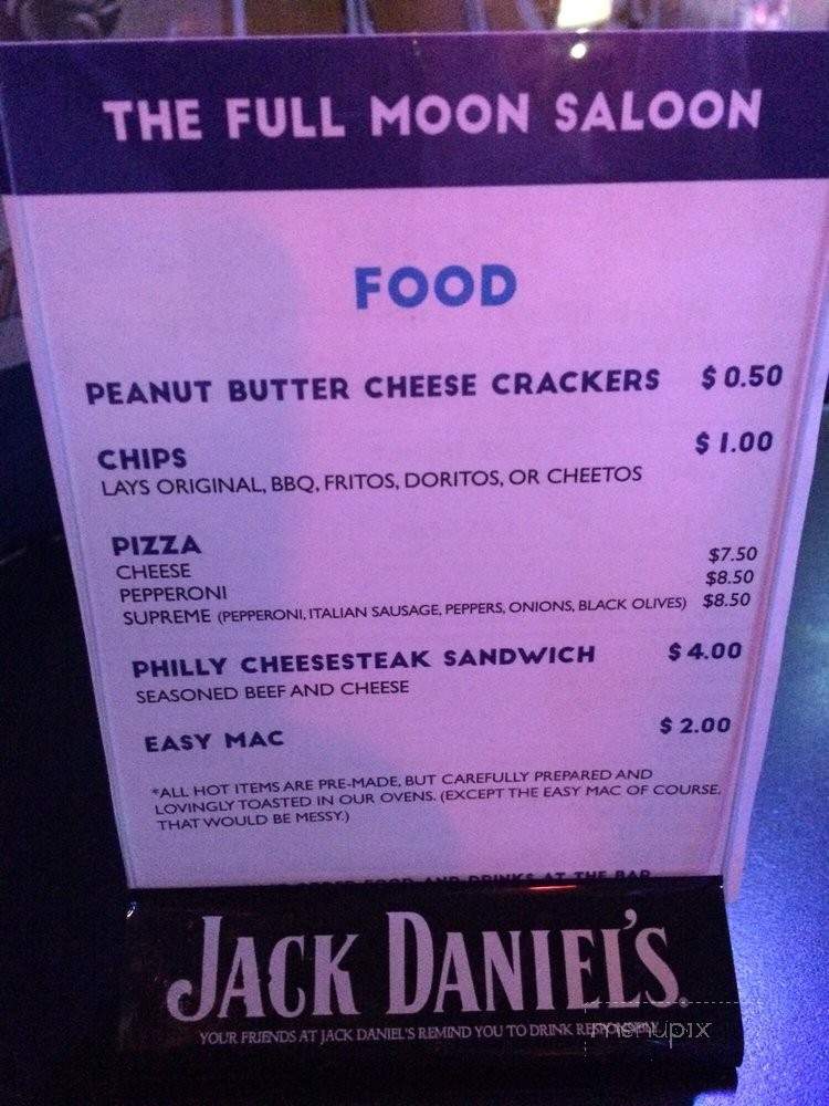 Full Moon Saloon - Nashville, TN menu_pic