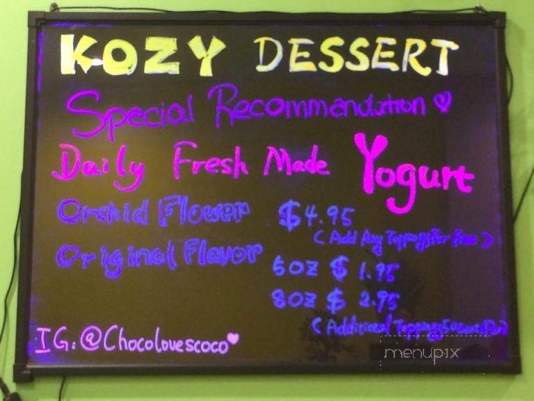 Kozy Dessert - Quincy, MA menu_pic