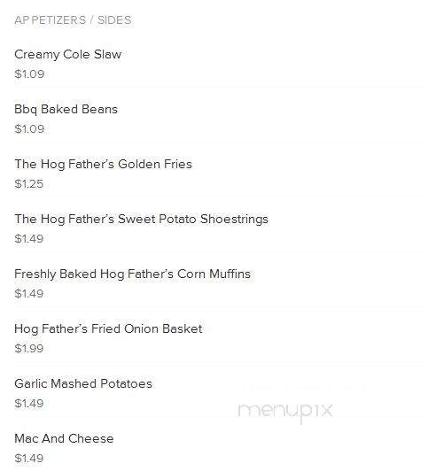 Hog Father's Old Fashioned BBQ - Canonsburg, PA menu_pic