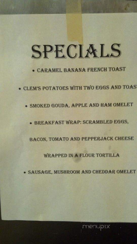 Clem's Cafe - Rutland, VT menu_pic