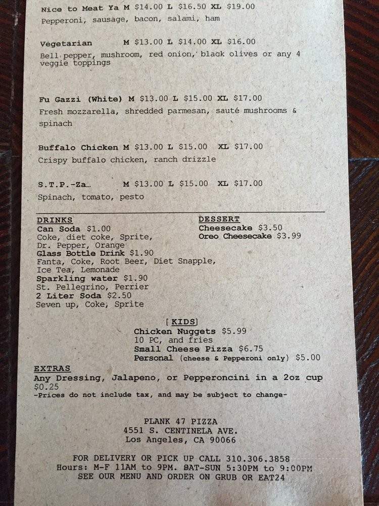 Plank 47 - Los Angeles, CA menu_pic