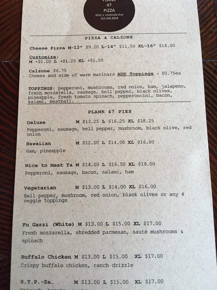 Plank 47 - Los Angeles, CA menu_pic