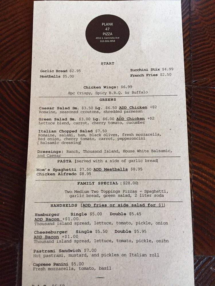 Plank 47 - Los Angeles, CA menu_pic