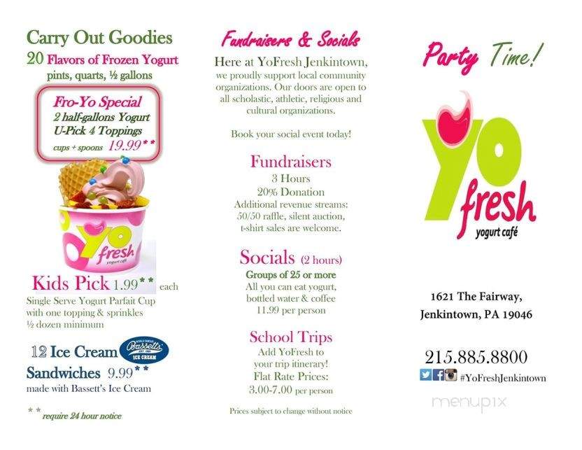 YoFresh Yogurt Cafe Jenkintown - Jenkintown, PA menu_pic