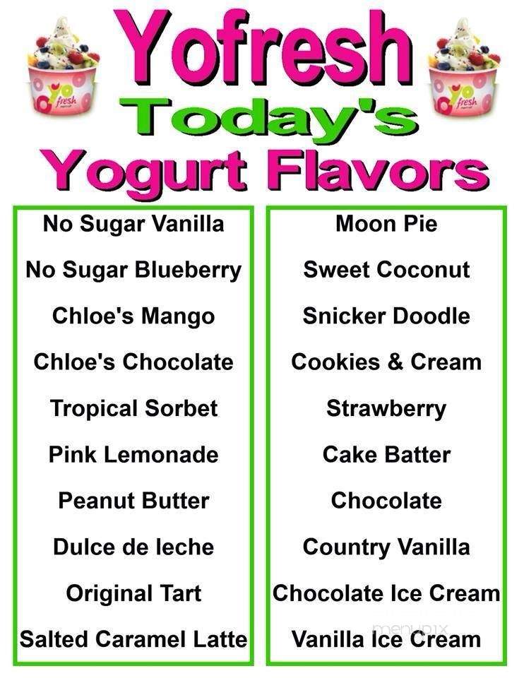 YoFresh Yogurt Cafe Jenkintown - Jenkintown, PA menu_pic