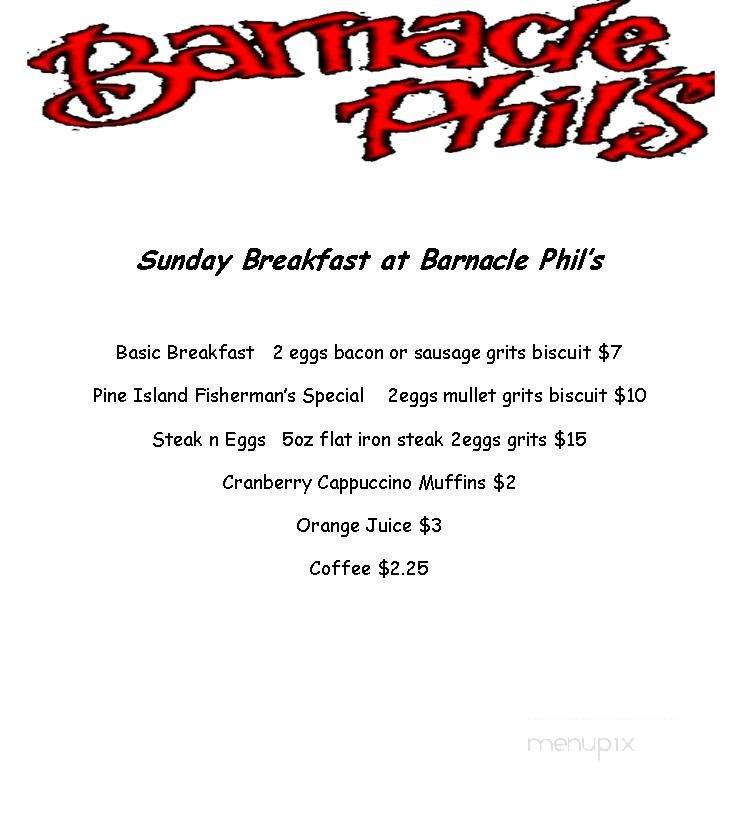 Barnacle Phil's - Captiva, FL menu_pic