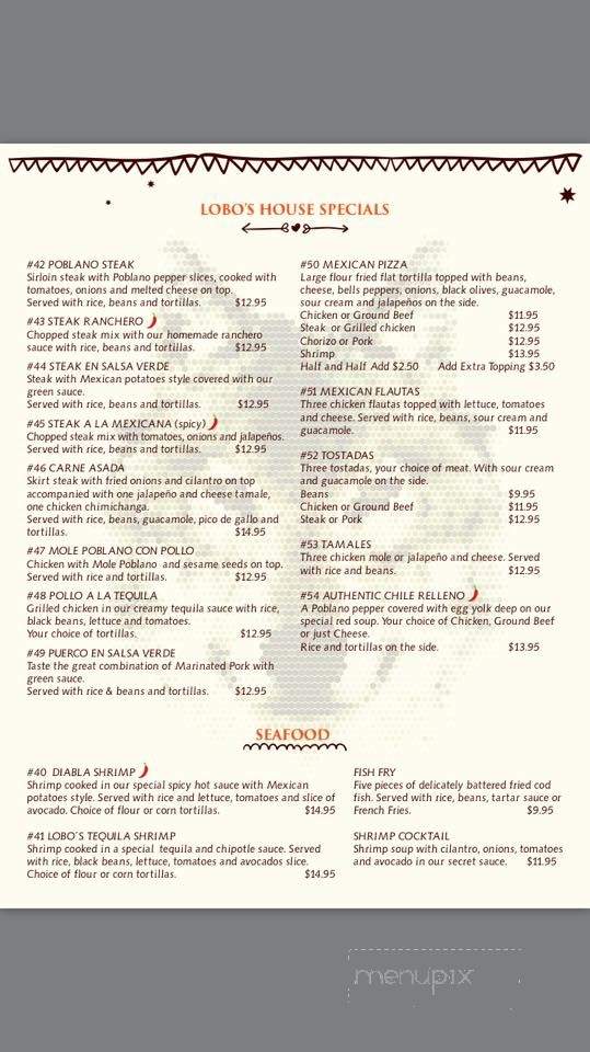 Lobo's Place Mexican - Grafton, WI menu_pic