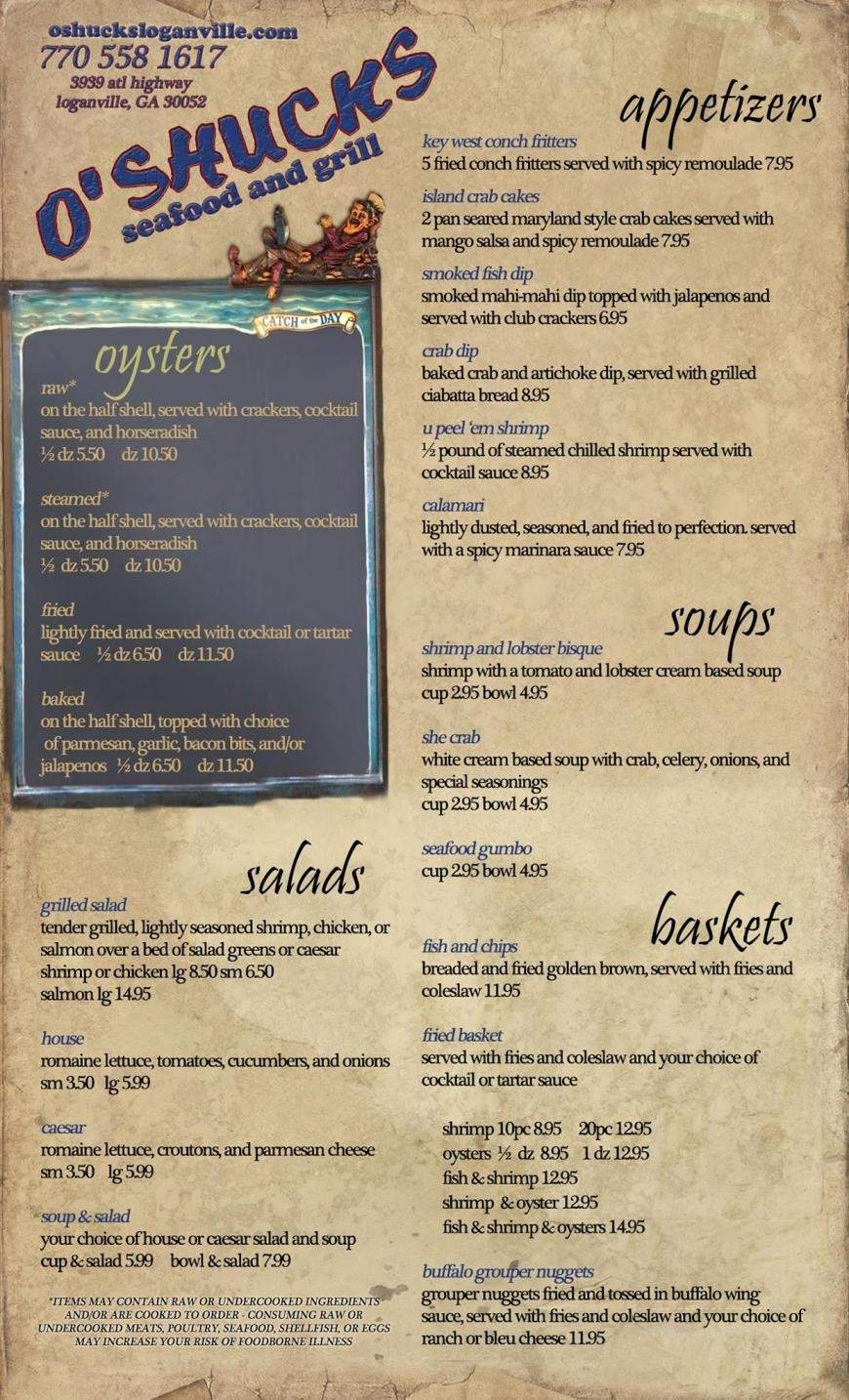 O' Shucks Seafood & Grill - Winder, GA menu_pic