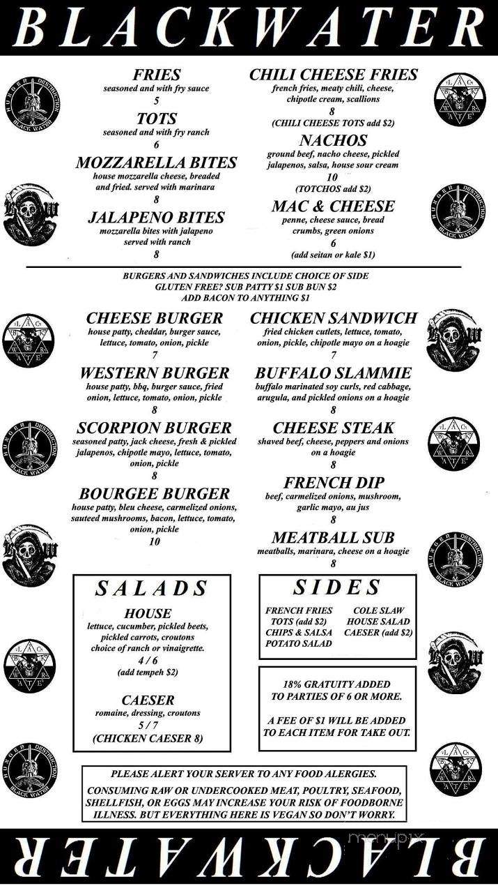 Black Water Bar - Portland, OR menu_pic