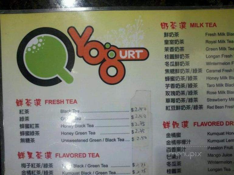 Q Yogurt - Arcadia, CA menu_pic