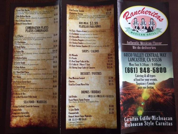 Rancheritas Mexican Grill - Lancaster, CA menu_pic