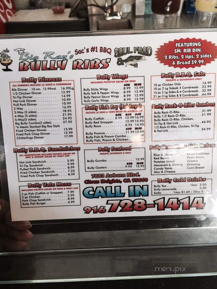Big Rays Bully Ribs - Citrus Heights, CA menu_pic