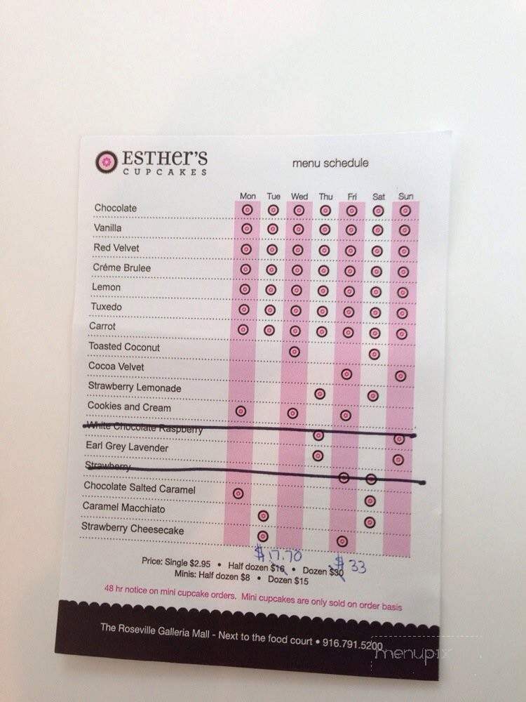 Esther's Cupcakes - Roseville, CA menu_pic