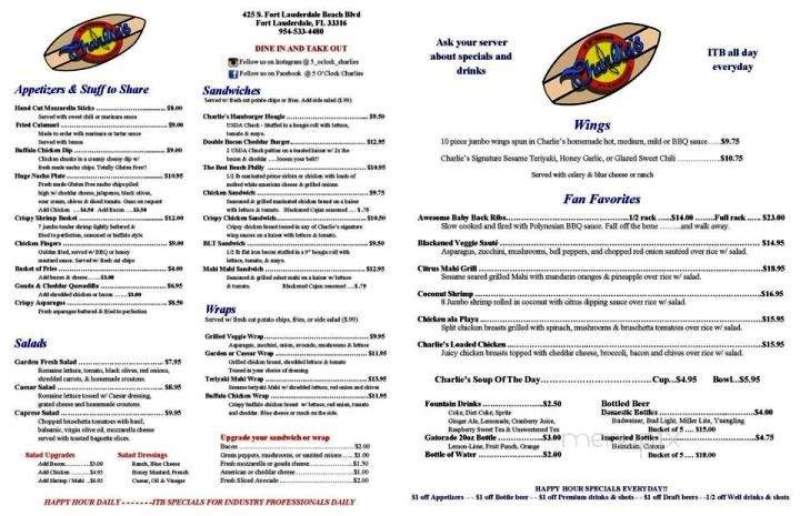 5 O'Clock Charlies - Ft Lauderdale, FL menu_pic