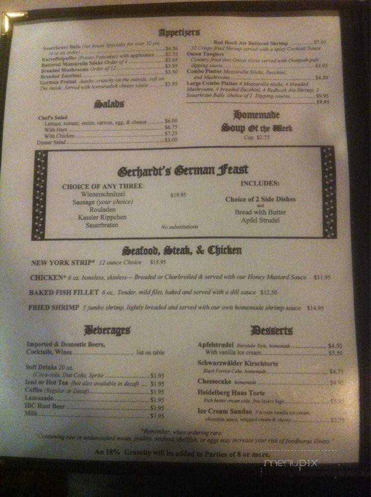 The Bierstube - Terre Haute, IN menu_pic