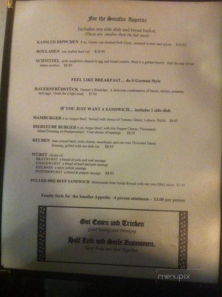 The Bierstube - Terre Haute, IN menu_pic