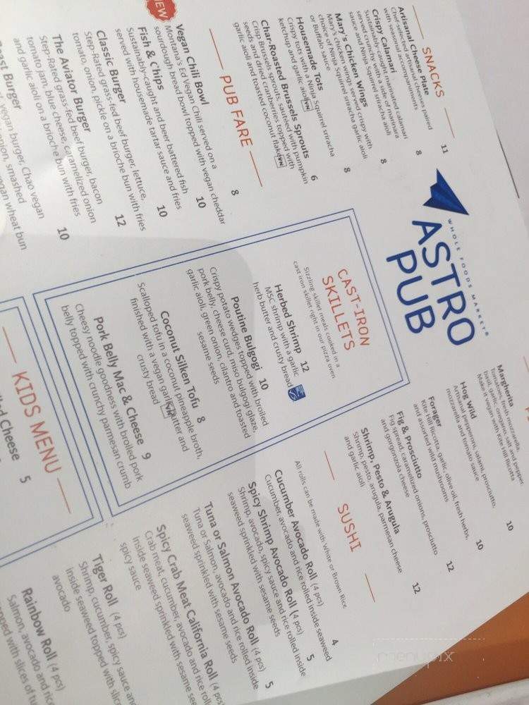 Astro Pub - Playa Vista, CA menu_pic