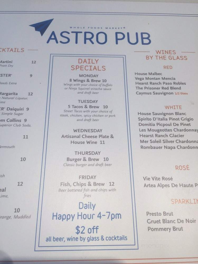 Astro Pub - Playa Vista, CA menu_pic