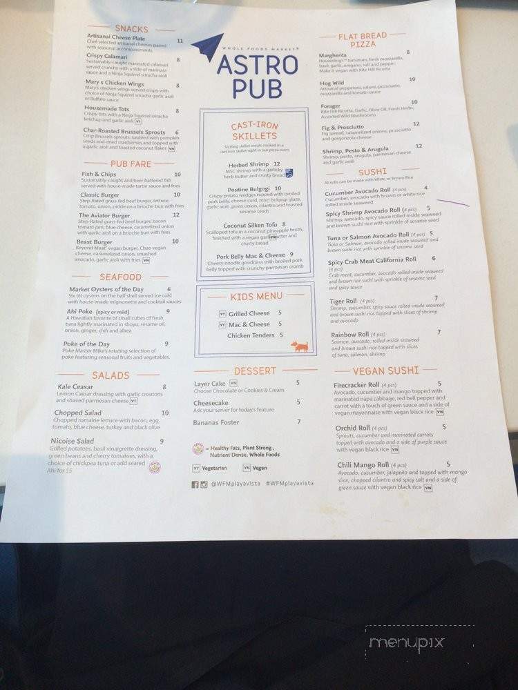 Astro Pub - Playa Vista, CA menu_pic