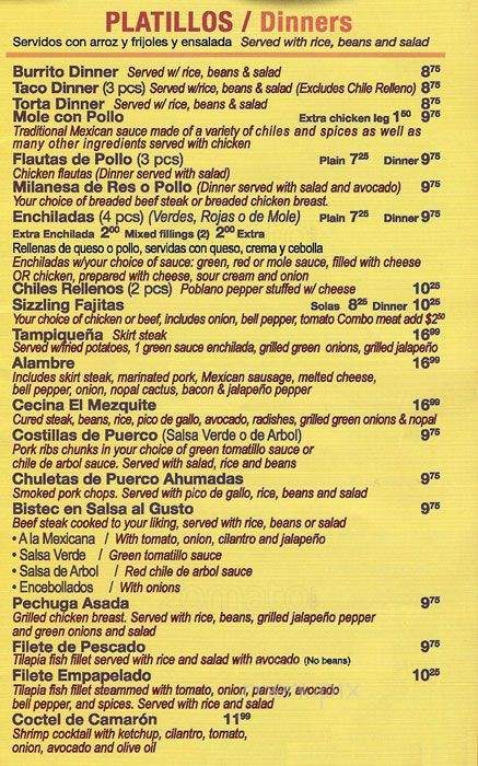 El Mezquite Taqueria - Chicago, IL menu_pic