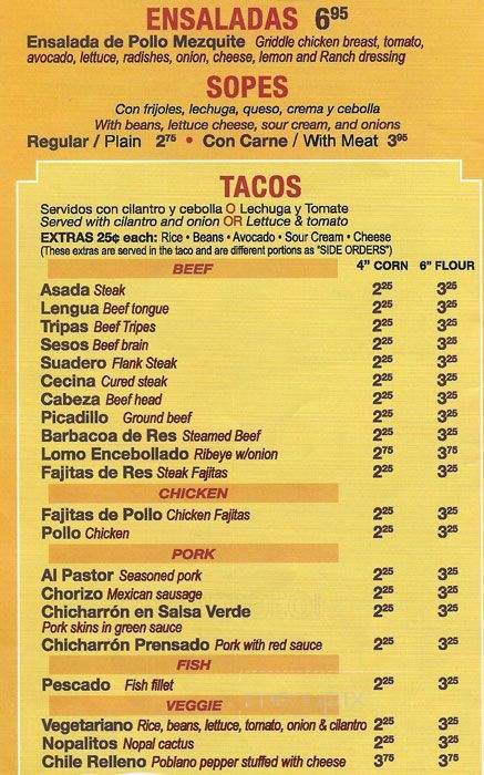 El Mezquite Taqueria - Chicago, IL menu_pic