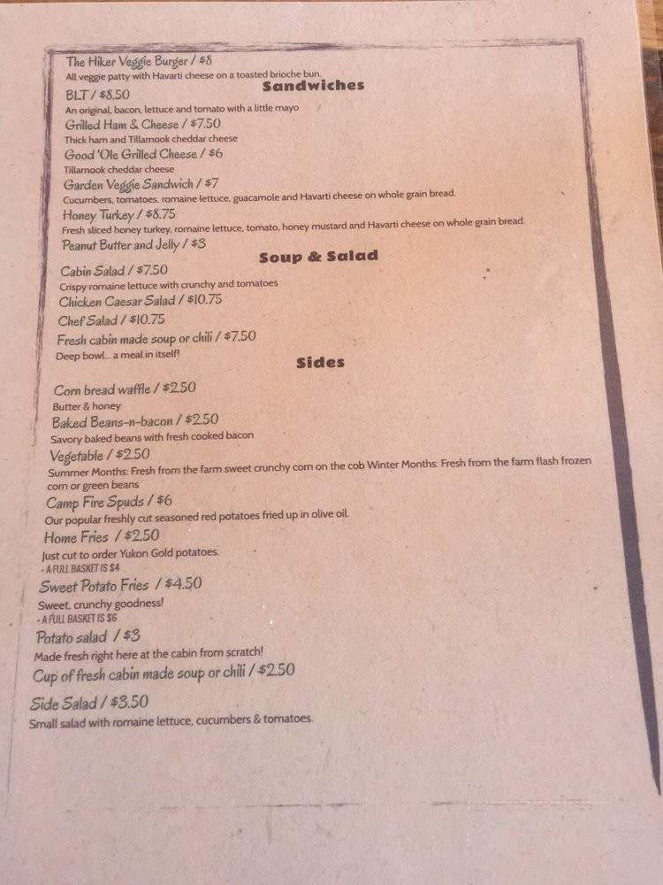 Backwoods Cafe - Easton, WA menu_pic