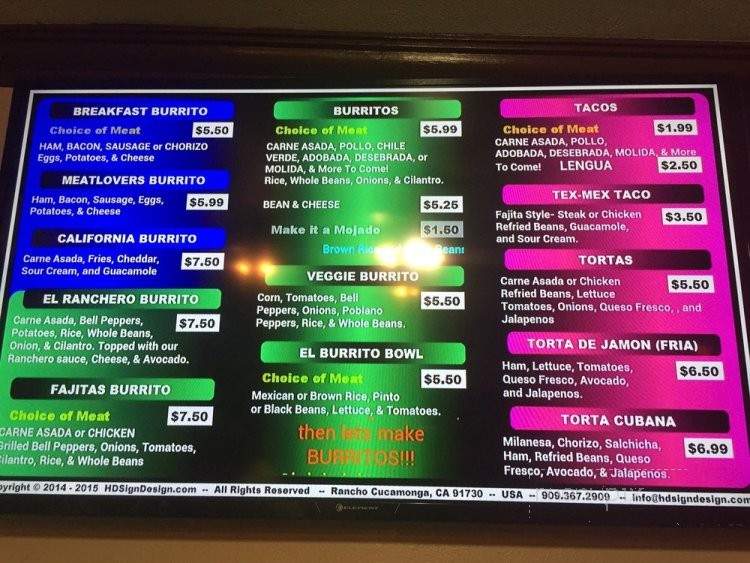 El Burrito House - Kingsburg, CA menu_pic