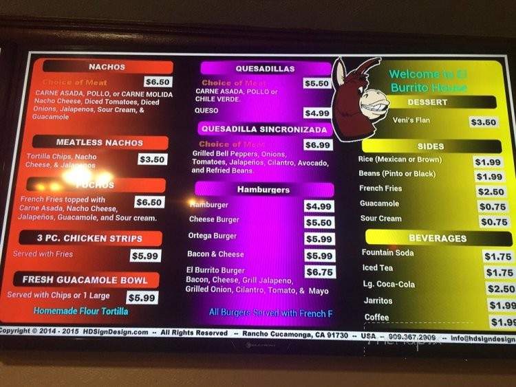 El Burrito House - Kingsburg, CA menu_pic