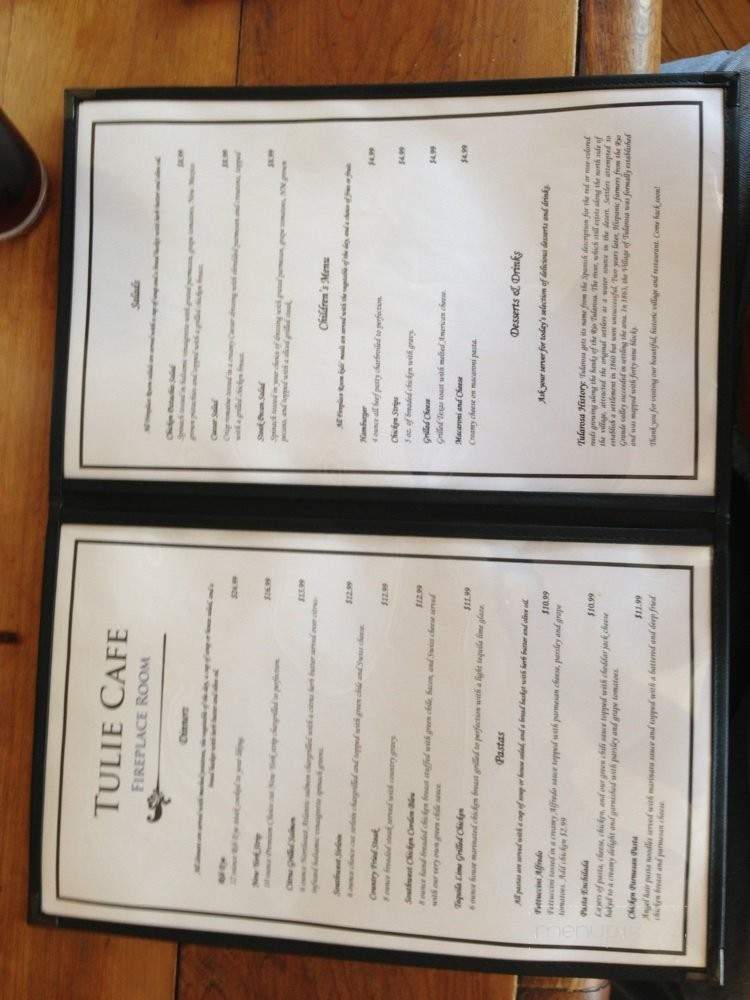 The Tulie Cafe - Tularosa, NM menu_pic