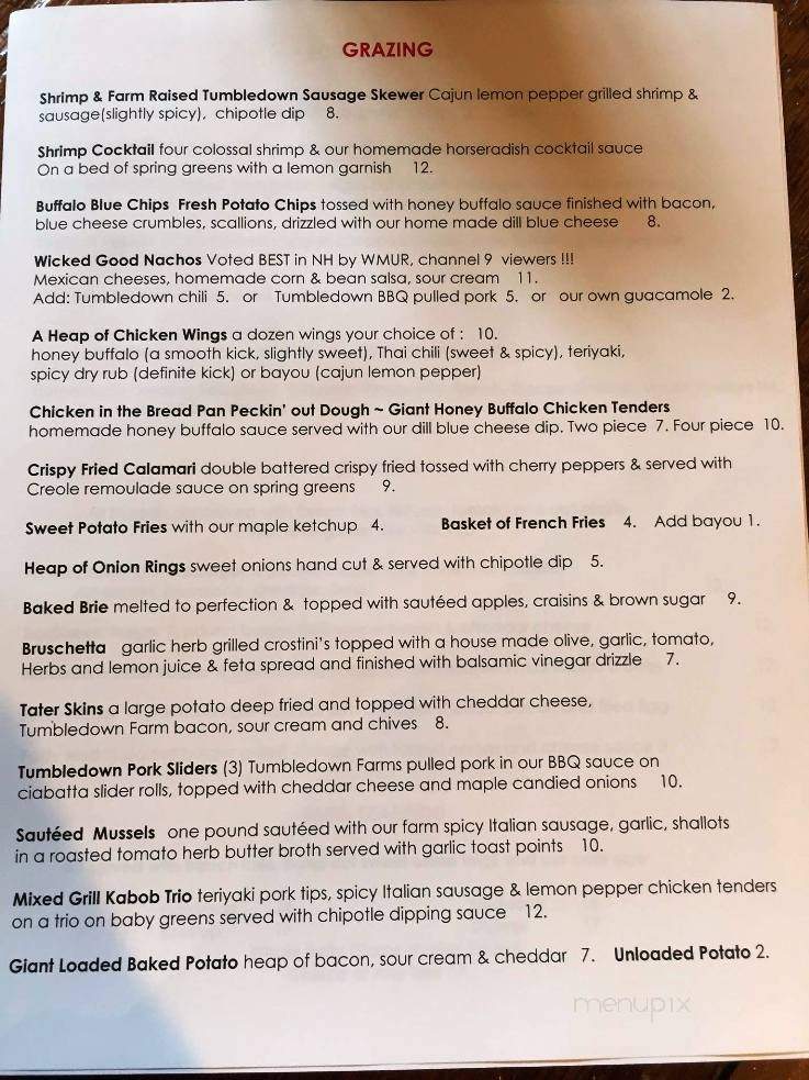 Tumbledown Cafe - Wakefield, NH menu_pic