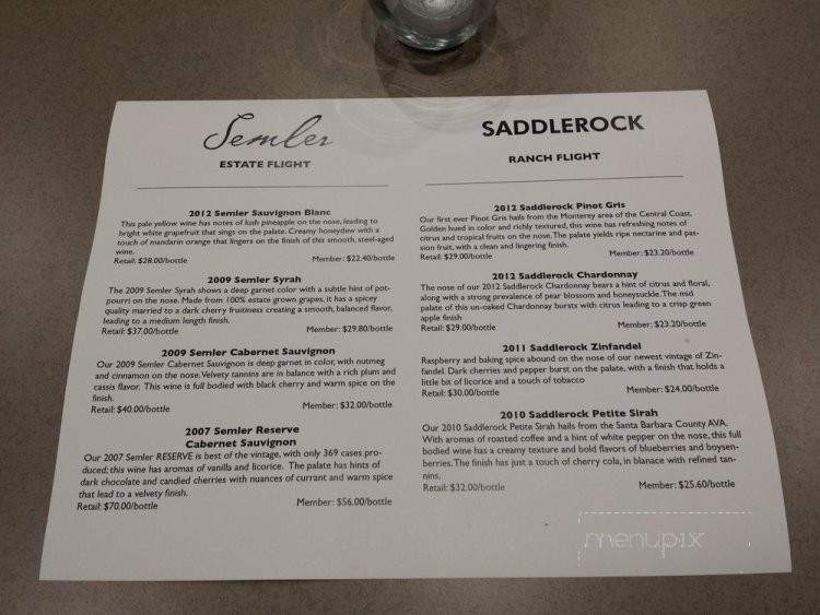 Malibu Family Wines - Los Olivos, CA menu_pic