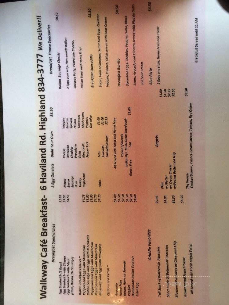 Walkway Cafe - Highland, NY menu_pic