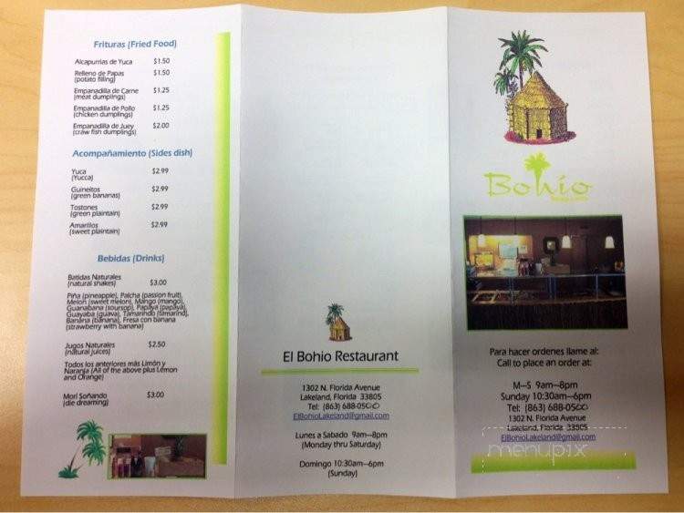 El Bohio - Lakeland, FL menu_pic