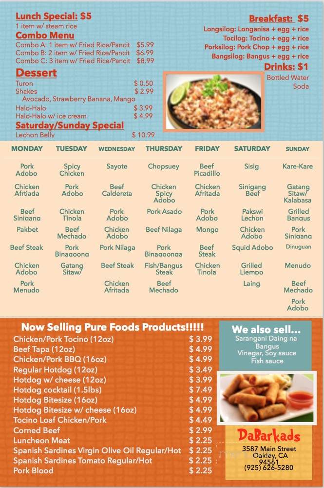 Dabarkads Filipino Cuisine - Oakley, CA menu_pic