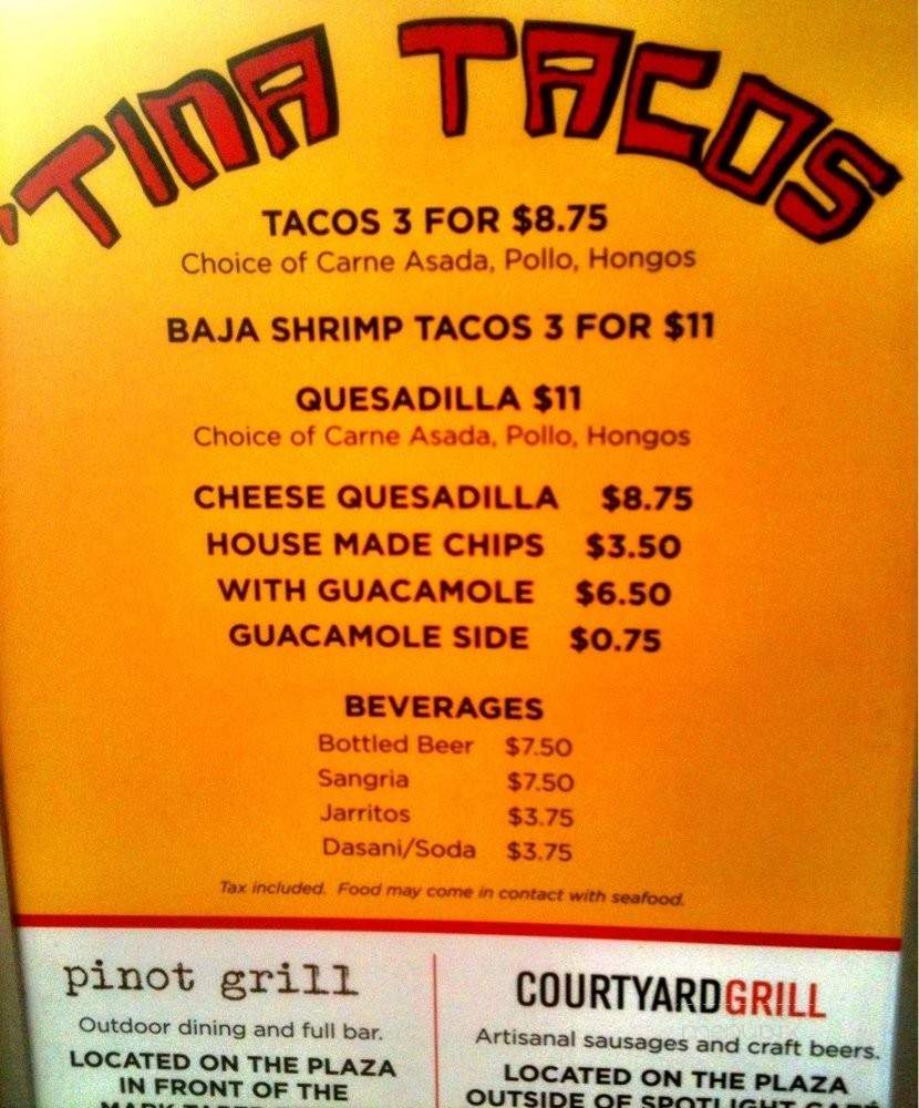 Tina Tacos at the Music Center - Los Angeles, CA menu_pic