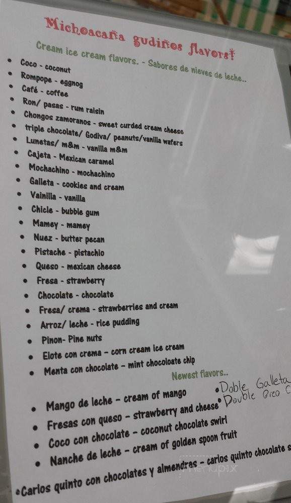 La Michoacana Gudino's - Mundelein, IL menu_pic