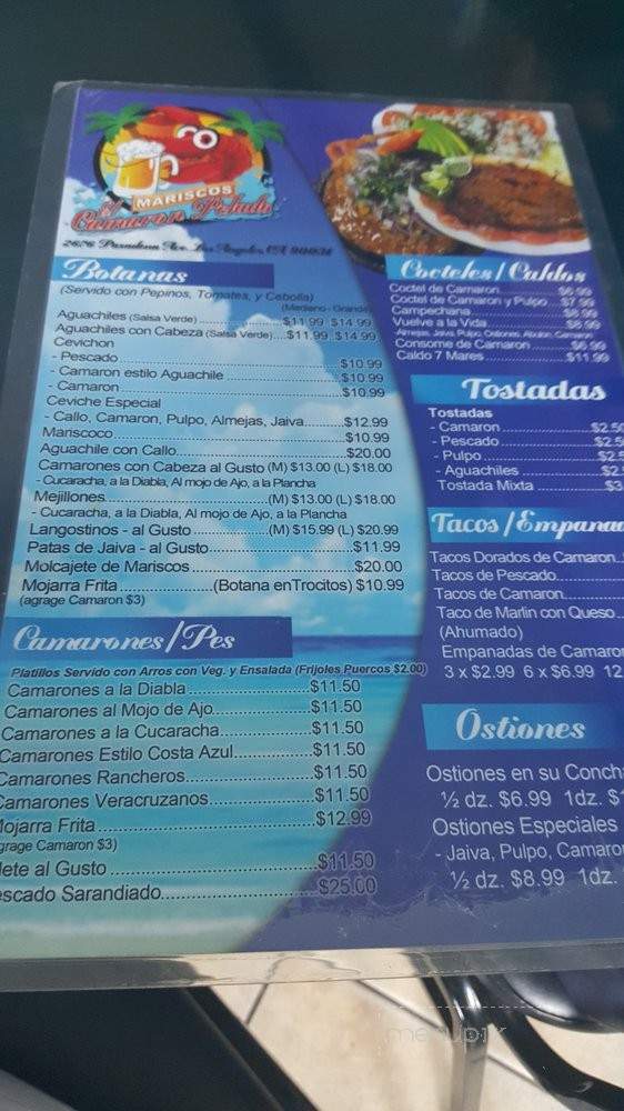 El Camaron Pelado - Los Angeles, CA menu_pic